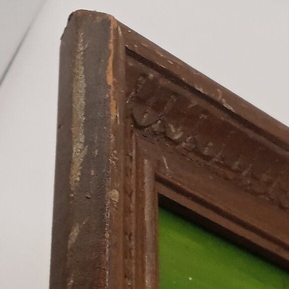 ART Painting 2 Framed 10x12" Vtg PINK ROSES on Canvas Dark Green Background Sign - Picture 12 of 16